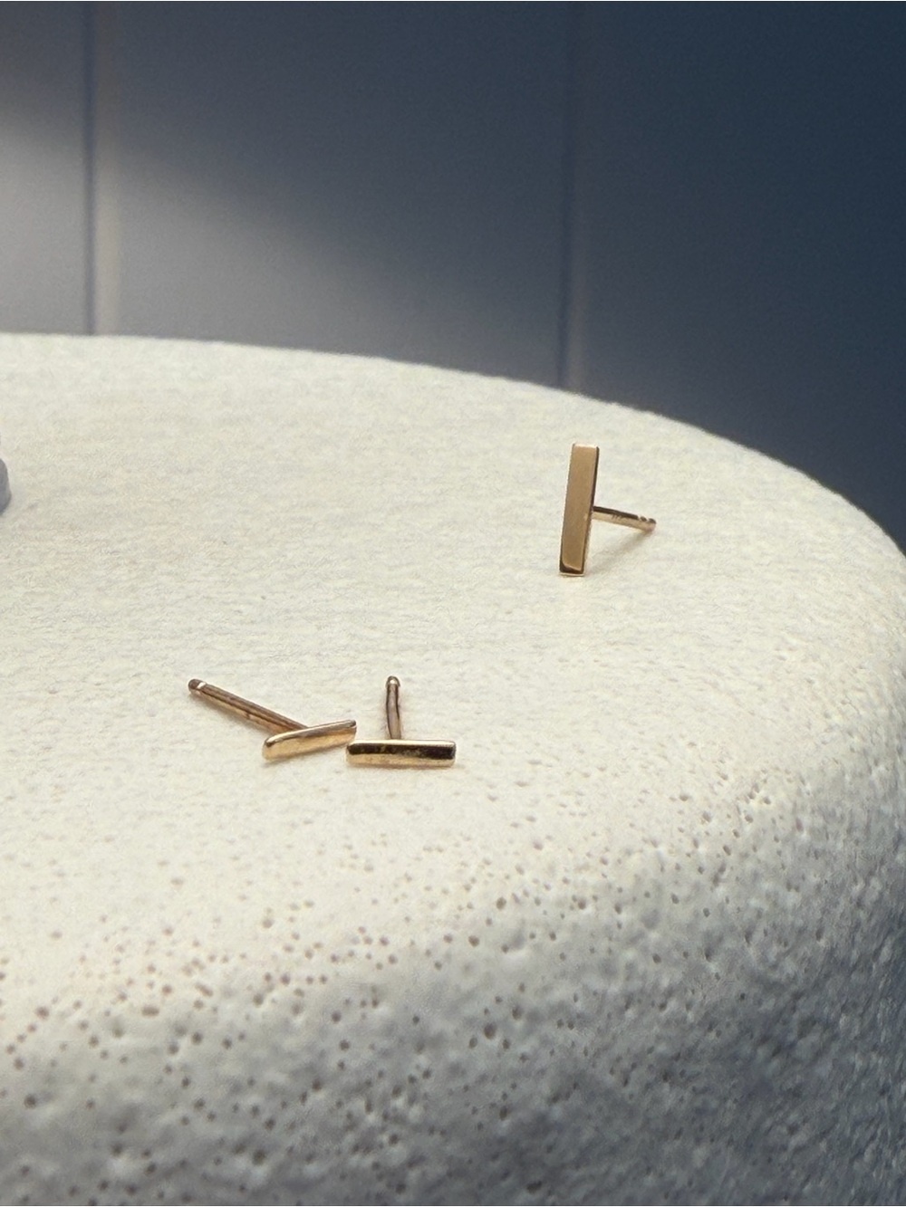 Solid gold bar stud earrings
